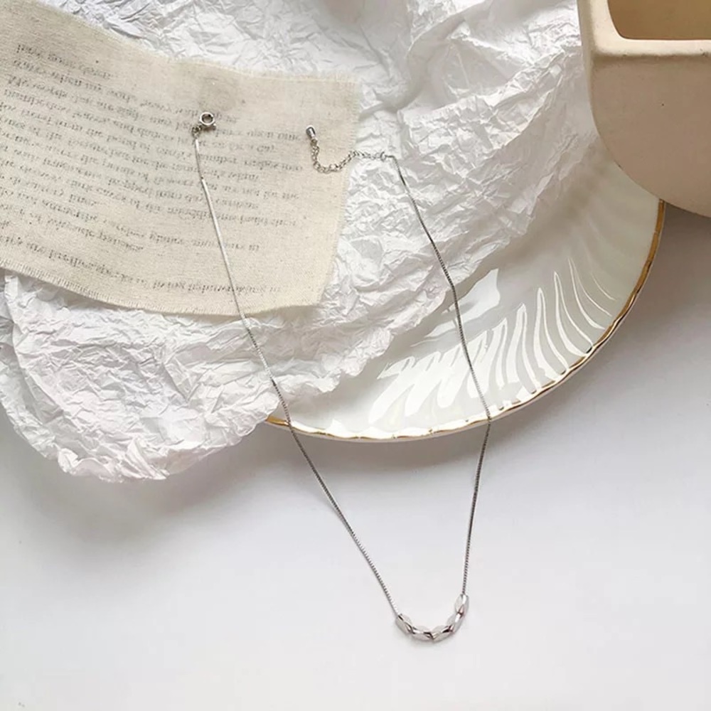 New Sterling Silver 925 Asymmetrical Bead adjustable Necklace